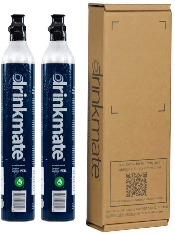 DrinkMate 60 L CO2 Refill Cartridges for Carbonated Soda Makers (set of 2)