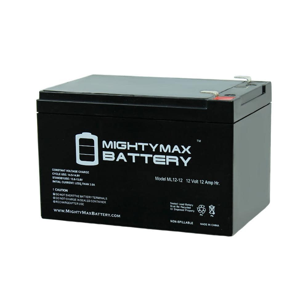 MIGHTY MAX BATTERY ML12-12 - 12V 12AH F2 Replacement Battery compatible with PEG PEREGO RAPTOR