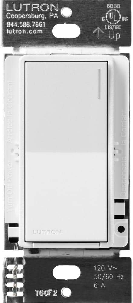 Lutron Sunnata Switch, for 6A Lighting or 3A 1/10 HP Motor, Single Pole/Multi Location, Snow (ST-6ANS-SW)