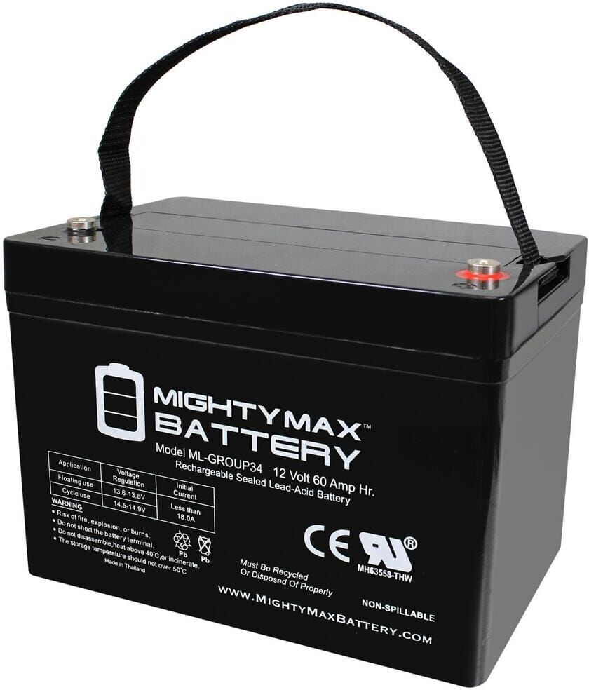 MIGHTY MAX BATTERY 12V Group 34 Replacement Battery For Permobil C300 Corpus Wheelchair