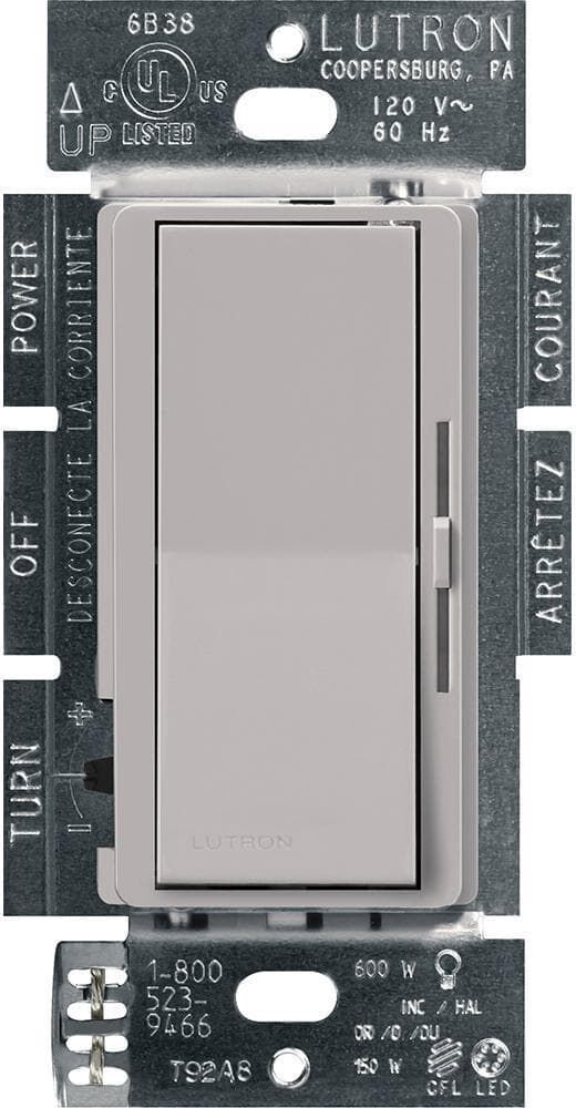 Lutron Diva Dimmer Switch for Electronic Low Voltage, 300-Watt/Single-Pole, Gray (DVELV-300P-GR)