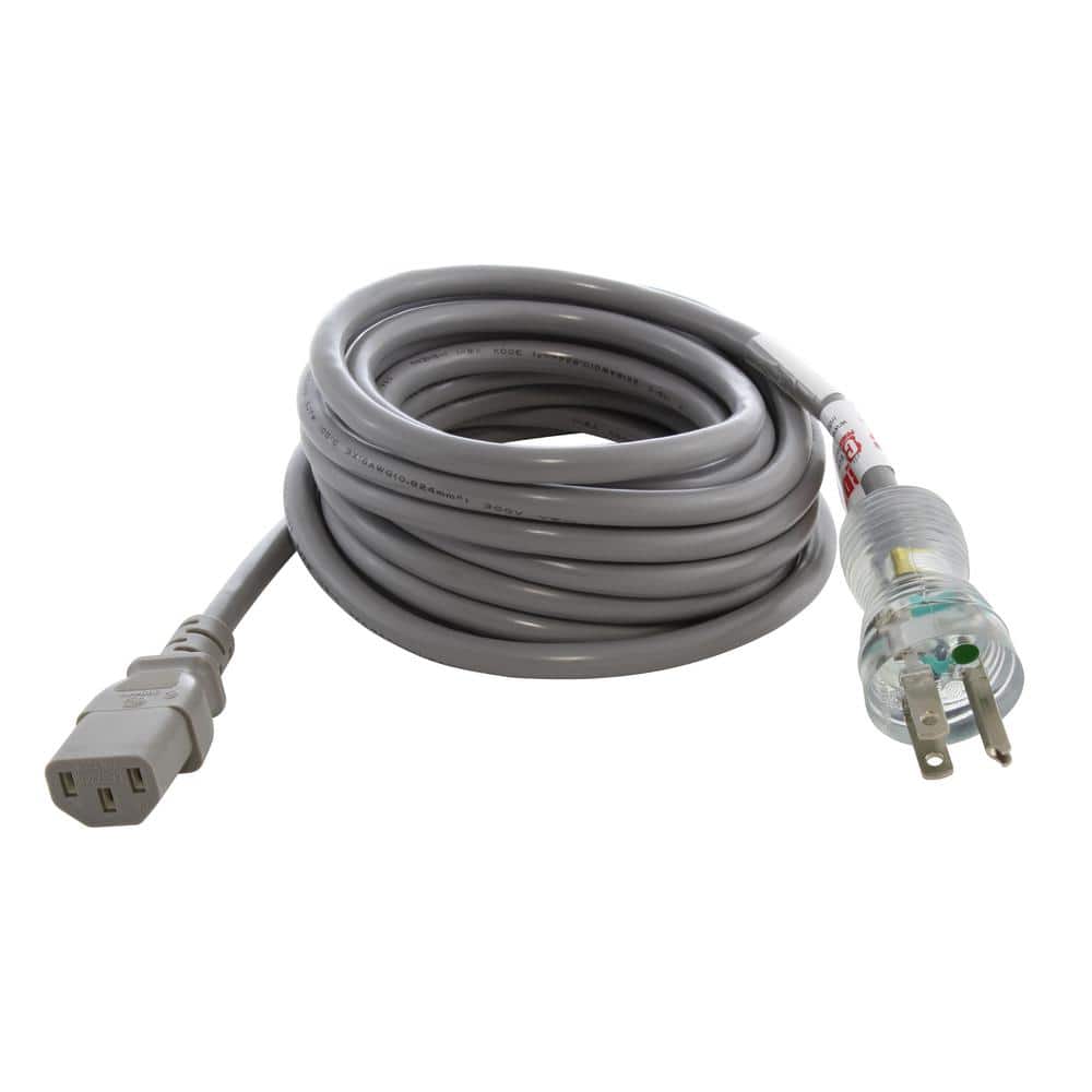 AC WORKS 10 ft. 15 Amp 14/3 Medical Grade Power Cord with IEC C13 Connector