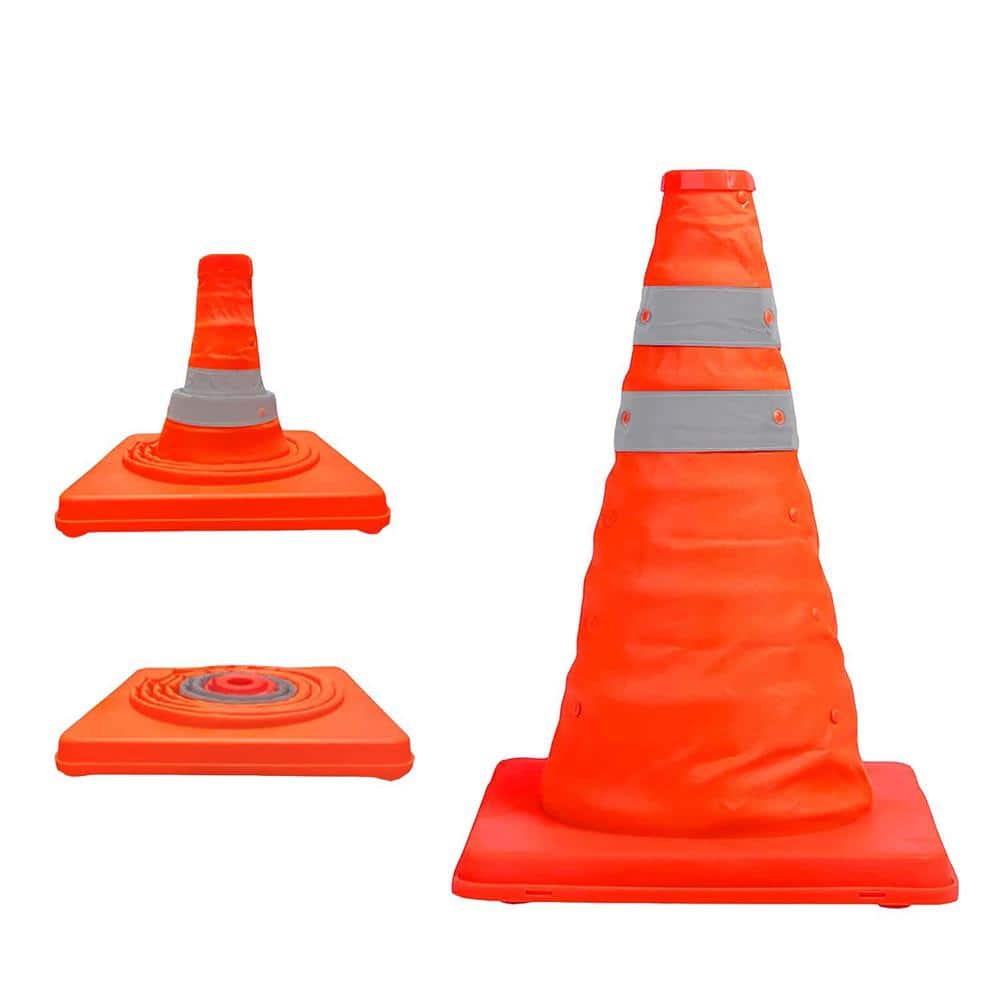 Pro Space 18 in. Collapsible Traffic Safety Cones with Reflective Collar for Road Safety,Orange (4 pack)