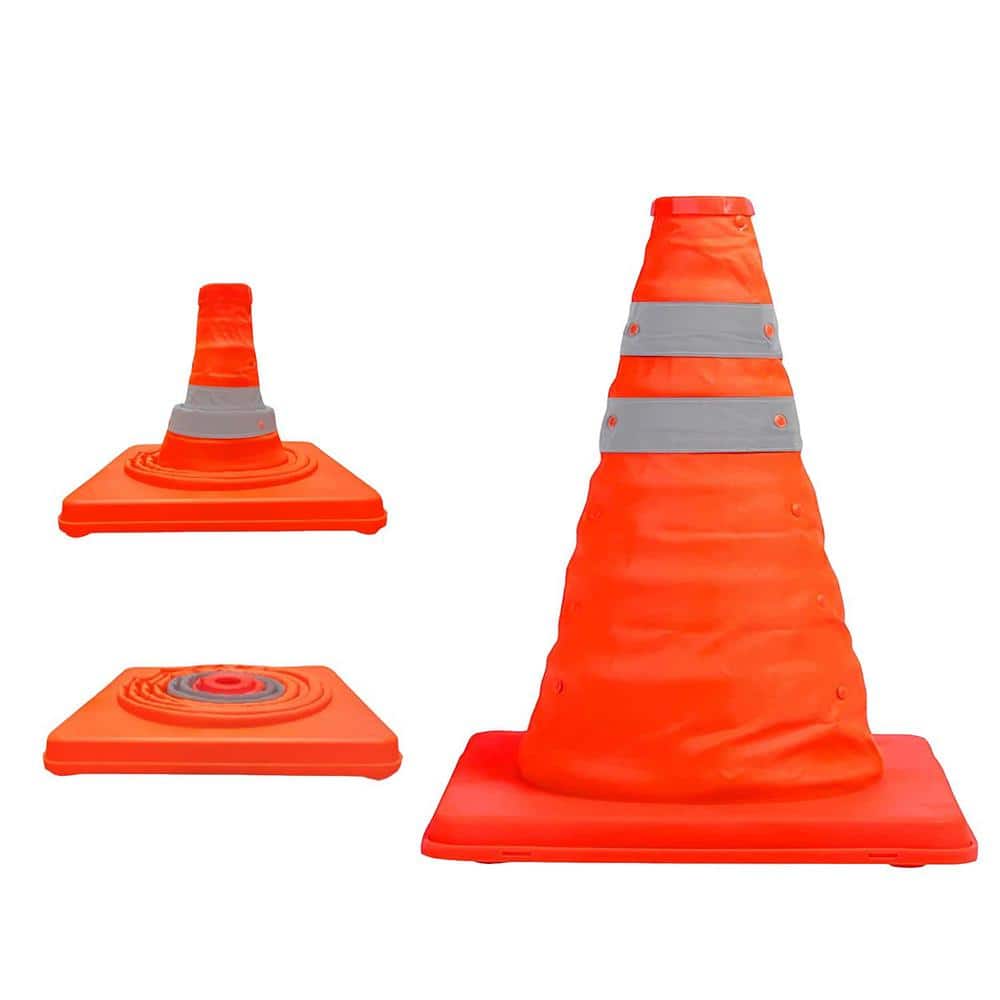 Pro Space 12 in. Collapsible Traffic Safety Cones with Reflective Collar for Road Safety,Orange (4 pack)