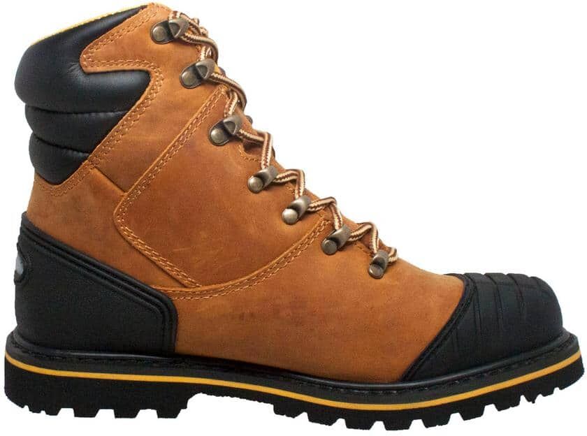 AdTec Men's 7'' Work Boots - Steel Toe - Light Brown Size 7.5(M)