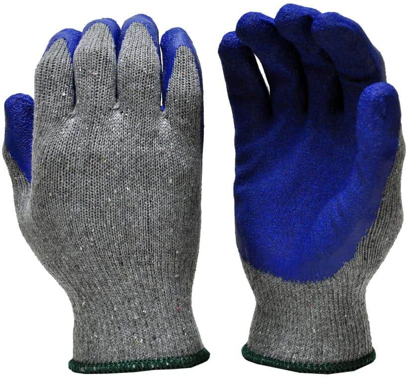 G & F Products X-Large Size Blue Textured Latex Coated Knit Gloves