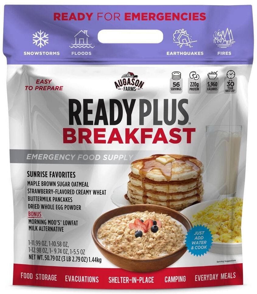 AUGASON FARMS Ready Plus Breakfast Emergency Food Supply, 25-Year Shelf Life