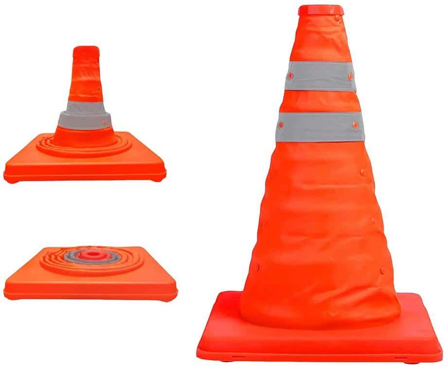 Pro Space 18 in. Collapsible Traffic Safety Cones with Reflective Collar for Road Safety,Orange (2 pack)