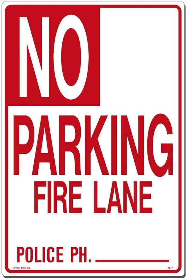 12 in. x 18 in. No Parking - Fire Lane Sign Printed on More Durable, Thicker, Longer Lasting Styrene Plastic