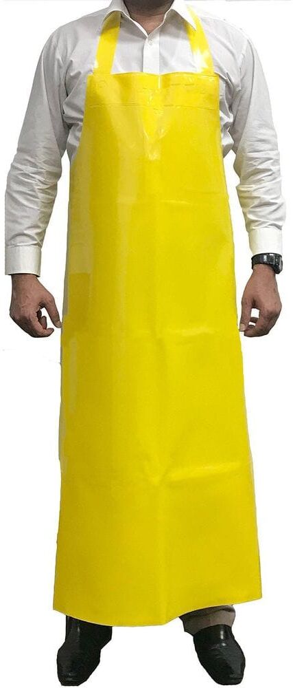 KLEEN HANDLER Yellow, 35X47 In. 11.8 Mil Reusable Heavy Duty TPU Bib Thick Apron, Waterproof & Oil Resistant, Smooth Finish (1-Pack)