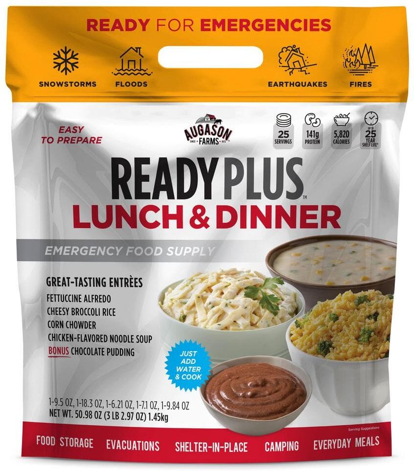 AUGASON FARMS Ready Plus Lunch and Dinner Emergency Food Supply, 25-Year Shelf Life