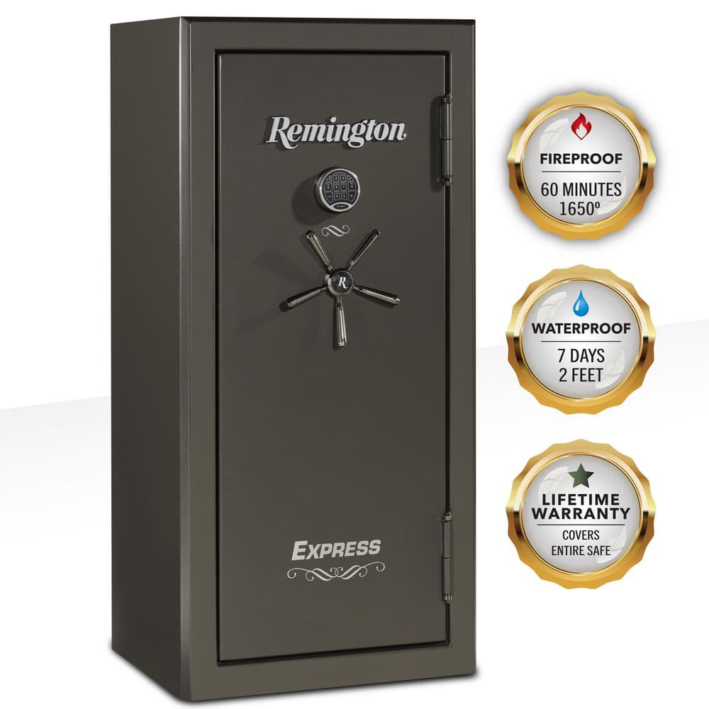 Remington Express 24-Gun Fireproof and Waterproof Gun Safe with Electronic Lock, Graphite Satin Metallic