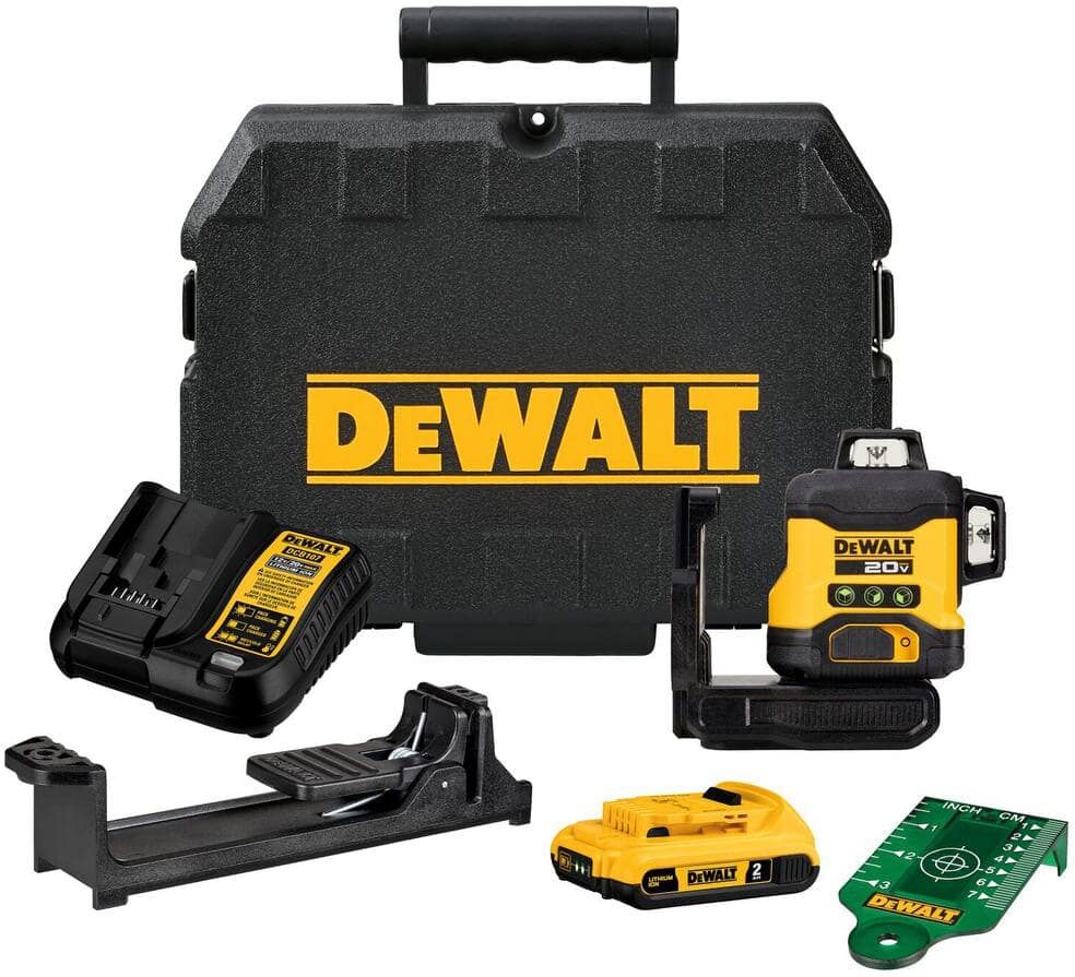 DeWalt 20-V Lithium-Ion 3-Beam 360° Laser Level Kit with 2.0Ah Battery, Charger, and Case