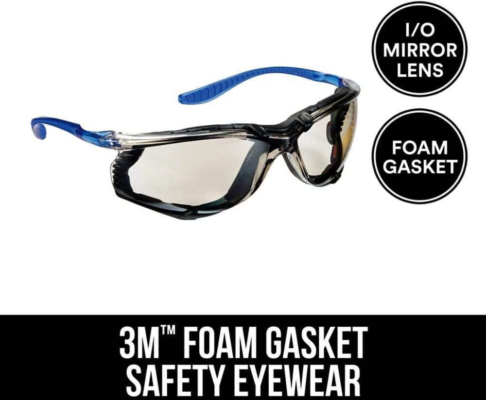 3M Performance Eyewear Foam-Gasket Design Safety Glasses with Indoor/Outdoor Anti-Fog Mirror Lenses (Case of 6)