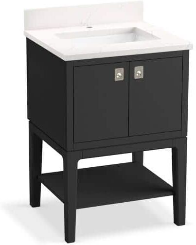 KOHLER Seagrove By Studio McGee 24 in. Bathroom Vanity Cabinet in Ferrous Grey With Sink And Quartz Top