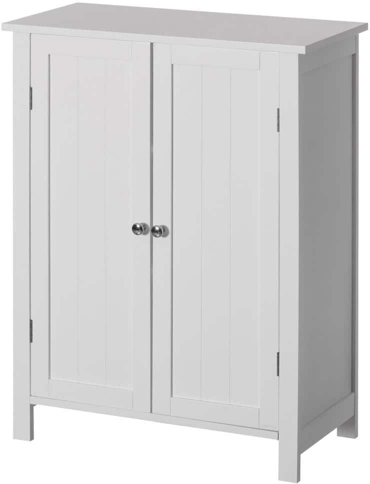 Basicwise White Wooden Bathroom Cabinet with 2-Doors and Adjustable Shelves Modern Vanity Storage 23.75 in. x 11.5 in. x 31.5 in.