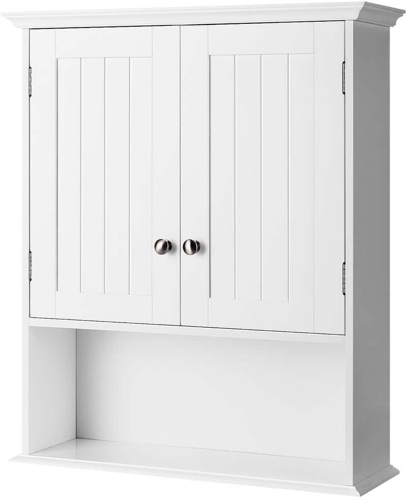 Costway 21 in. W x 8 in. D x 28 in. H White Mount Bathroom Cabinet Storage Organizer Medicine Cabinet Kitchen Laundry