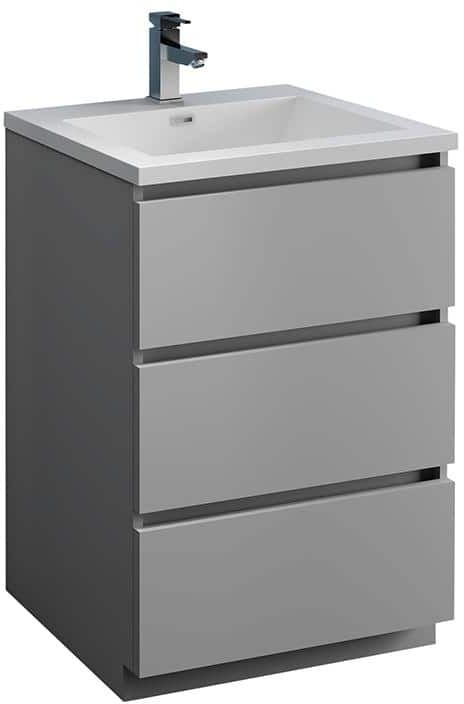 Fresca Lazzaro 24 in. Modern Bathroom Vanity in Gray with Vanity Top in White with White Basin