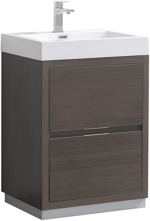 Fresca Valencia 24 in. W Bathroom Vanity in Gray Oak with Acrylic Vanity Top in White