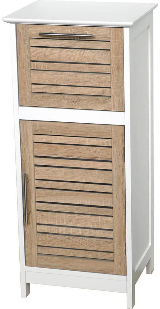 Stockholm 14.7 in. W x 11.13 in. D x 32.12 in. H Freestanding Bath Linen Cabinet with 2 Shelves in Brown Oak