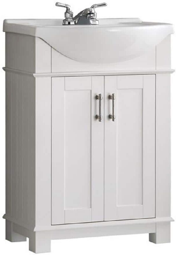 Fresca Hudson 24 in. W Traditional Bathroom Vanity in White with Ceramic Vanity Top in White with White Basin