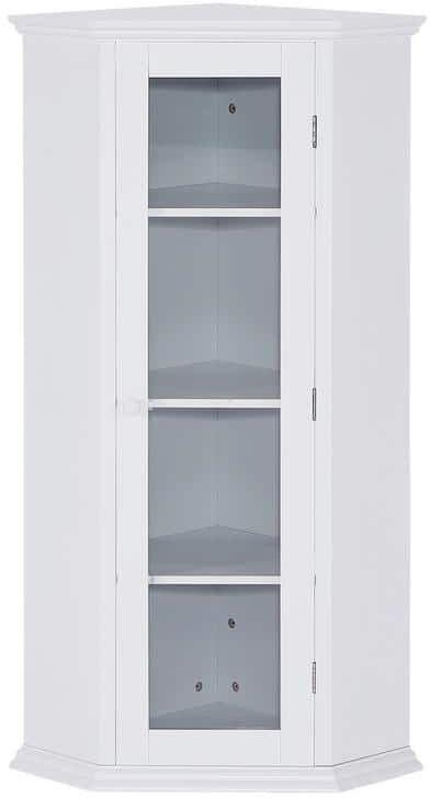 WarmieHomy 16.1 in. W x 16.1 in. D x 42.4 in. H White Corner Freestanding Linen Cabinet with Painted Finish for Bathroom Kitchen