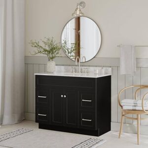 ARIEL Hamlet 43 in. W x 22 in. D x 35.25 in. H Bath Vanity in Black with Carrara White Marble Vanity Top