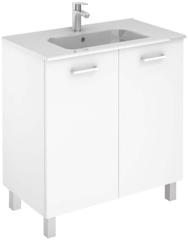 WS Bath Collections Logic 31.5 in. W x 18.0 in. D x 33.0 in. H Bath Vanity in Glossy White with Vanity Top and Ceramic White Basin