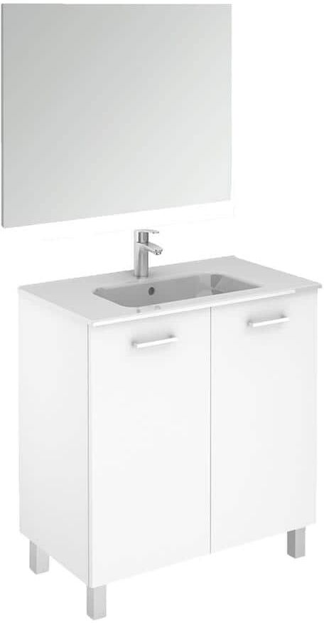 WS Bath Collections Logic 31.5 in. W x 18.0 in. D x 33.0 in. H Bath Vanity in Gloss White with Ceramic Vanity Top in White with Mirror