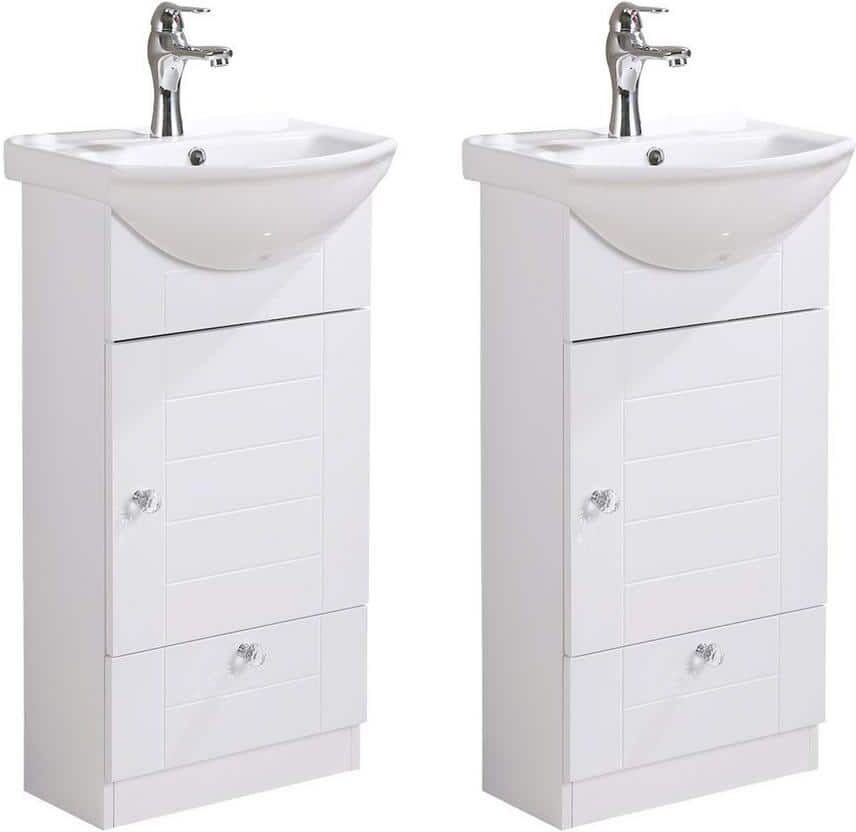 RENOVATORS SUPPLY MANUFACTURING Small Vanity Sink Porcelain for Bathroom With Faucet Cabinets Pack of 2