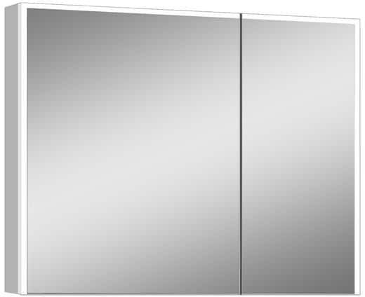 LTL Home Products Vienna 32 in. x 28 in. Lighted Impressions Frameless Surface-Mount LED Mirror Medicine Cabinet in Aluminum