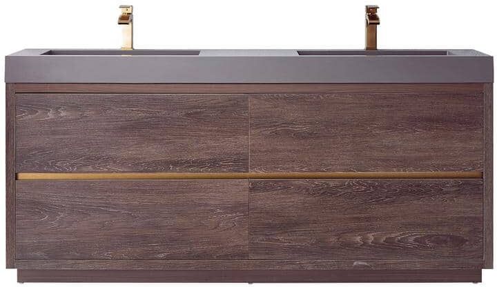 ROSWELL Huesca 72 in. W x 20 in. D x 33.9 in. H Double Bath Vanity in North Carolina Oak with Gray Composite Integral Top