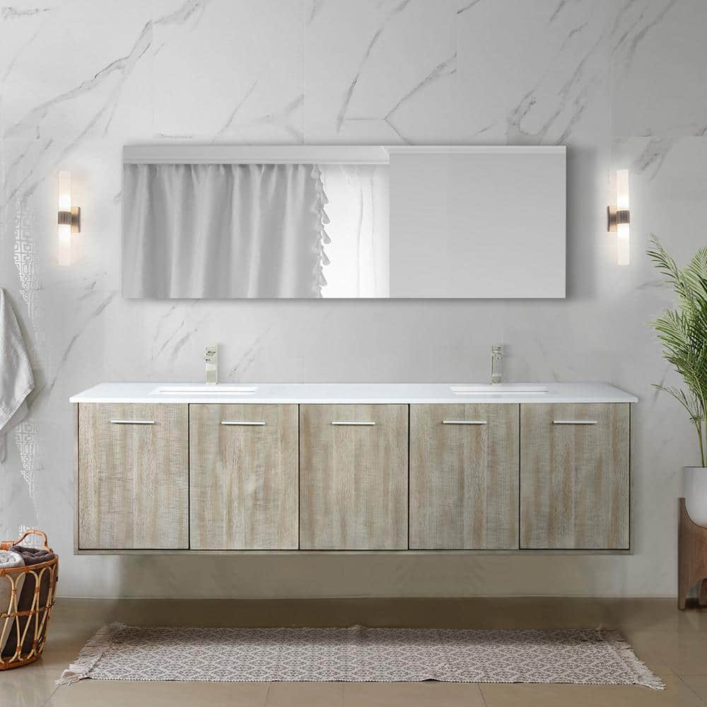 Lexora Fairbanks 80 in W x 20 in D Rustic Acacia Double Bath Vanity and Cultured Marble Top