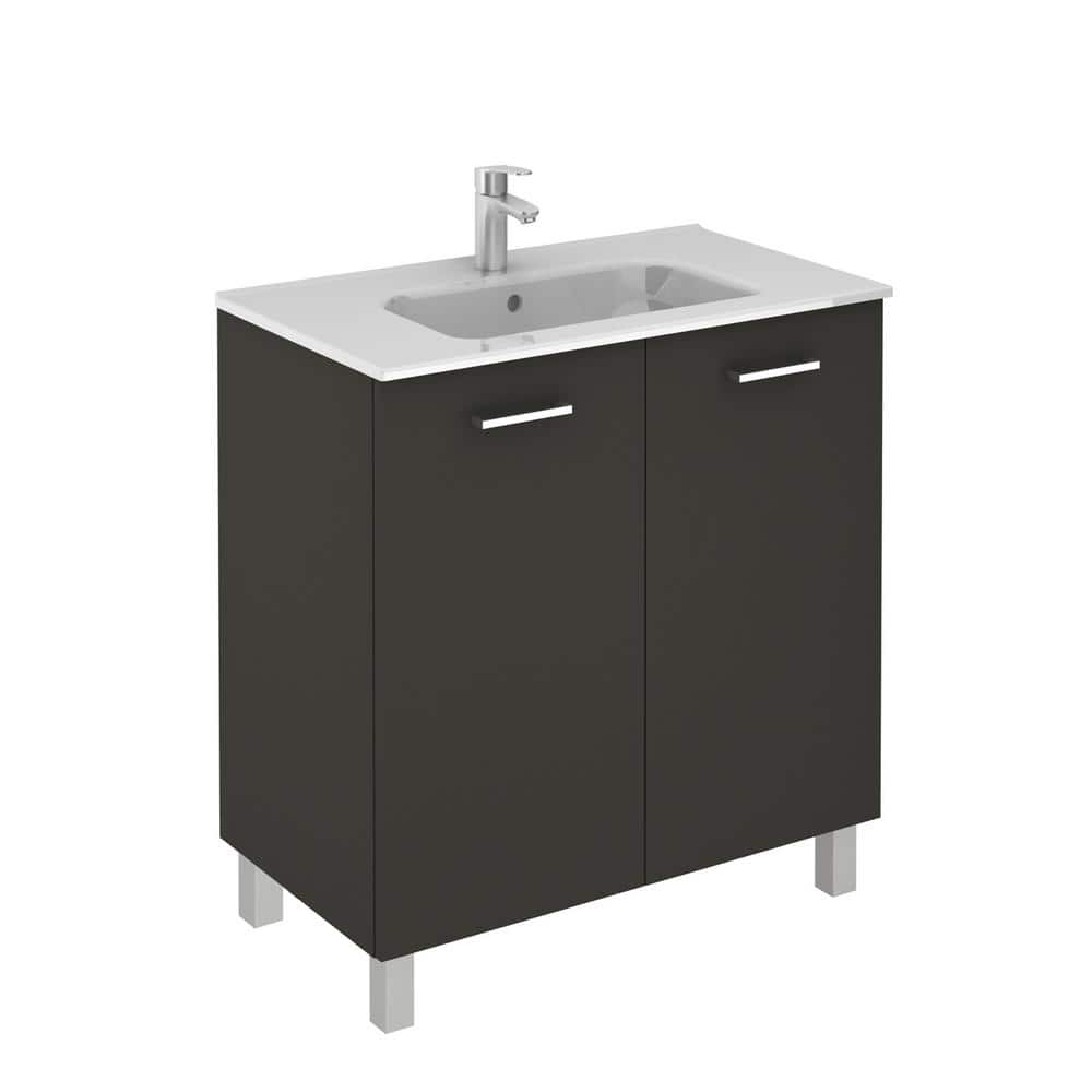 WS Bath Collections Logic 31.5 in. W x 18.0 in. D x 33.0 in. H Bath Vanity in Anthracite with Vanity Top and Ceramic White Basin