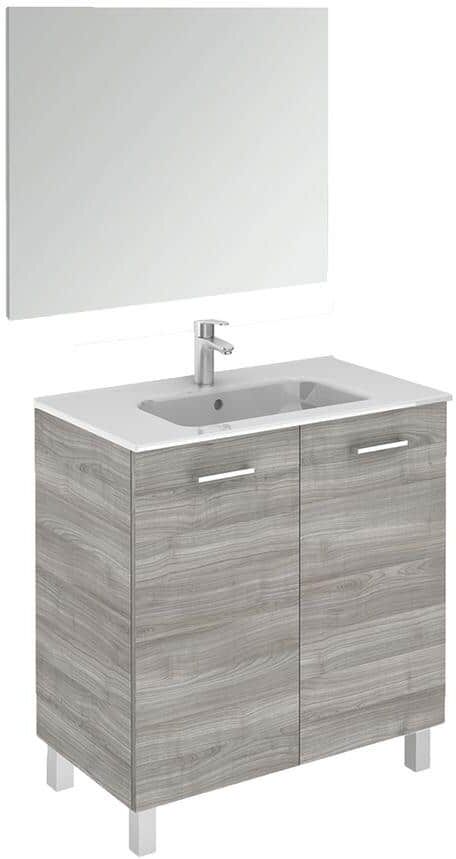 WS Bath Collections Logic 31.5 in. W x 18.0 in. D x 33.0 in. H Bath Vanity in Sandy Grey with Ceramic Vanity Top in White with Mirror