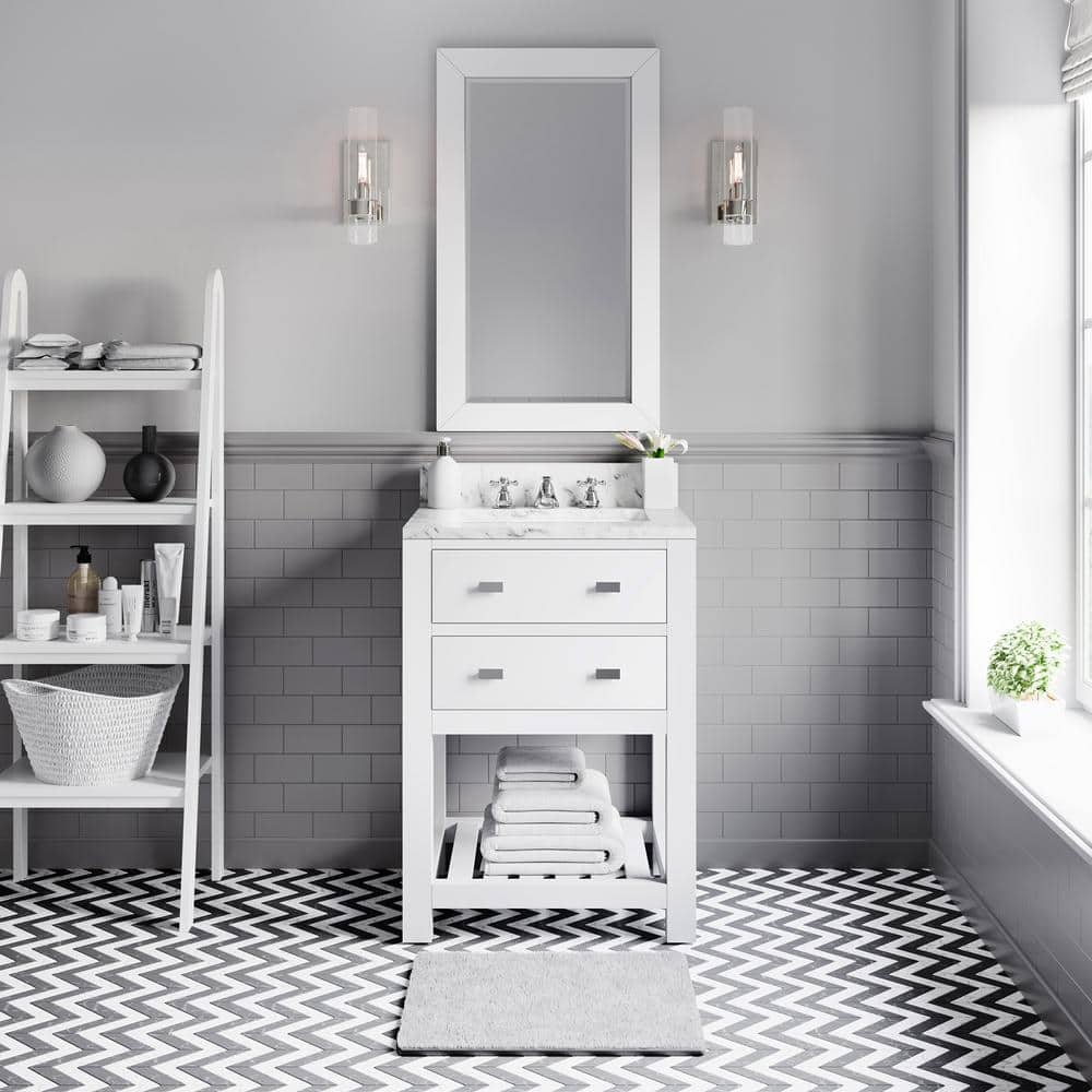 Water Creation 24 in. Vanity in Carrara White with Marble Vanity Top in Carrara White