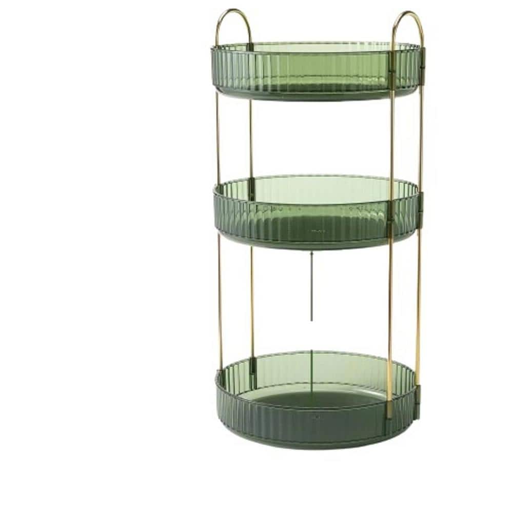 Aoibox 3-Tier Round Freestanding Acrylic Rotating Makeup Organizer for Vanity Countertop in Green