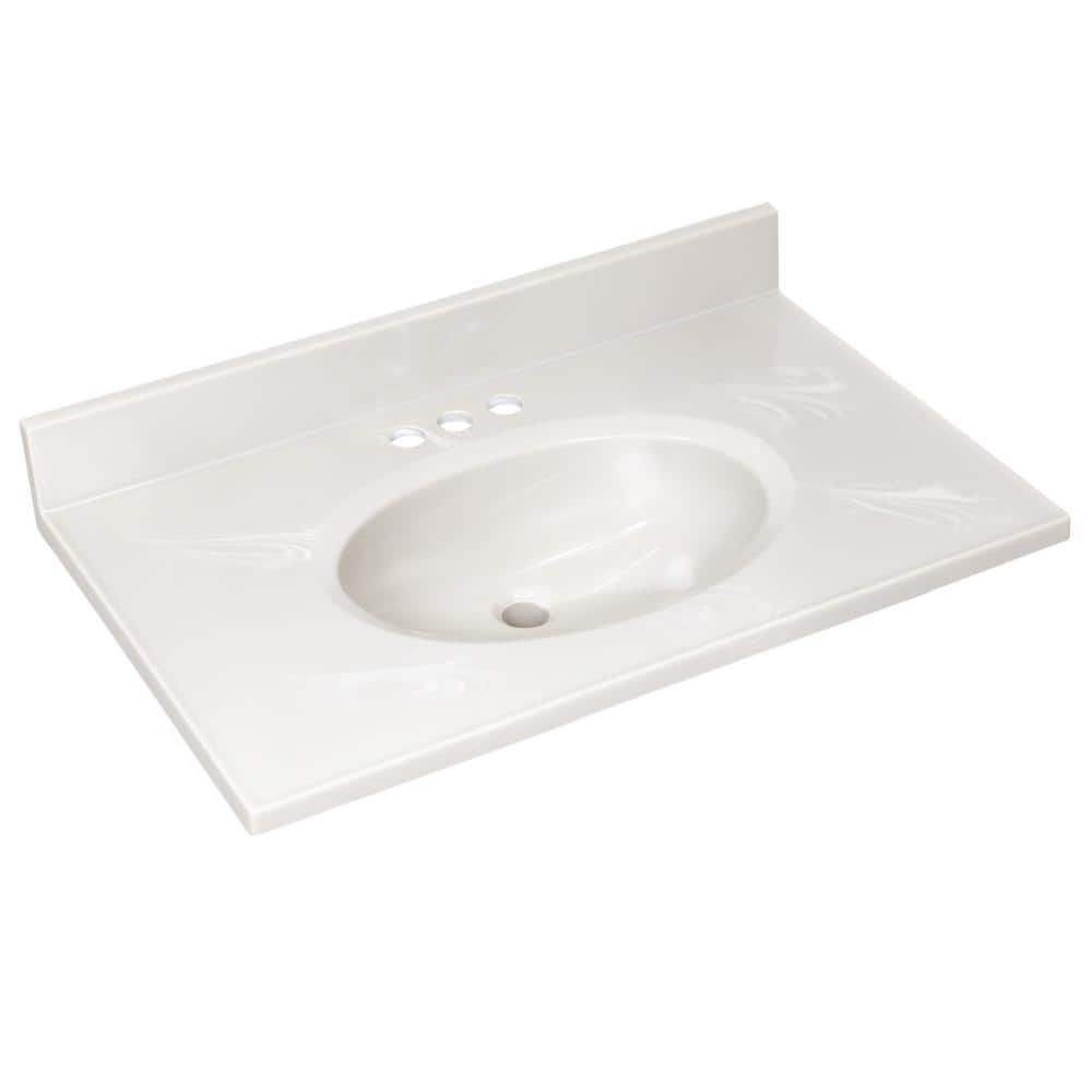 Design House 31 in. W x 19 in. D Cultured Marble Vanity Top in White on White with White on White Basin