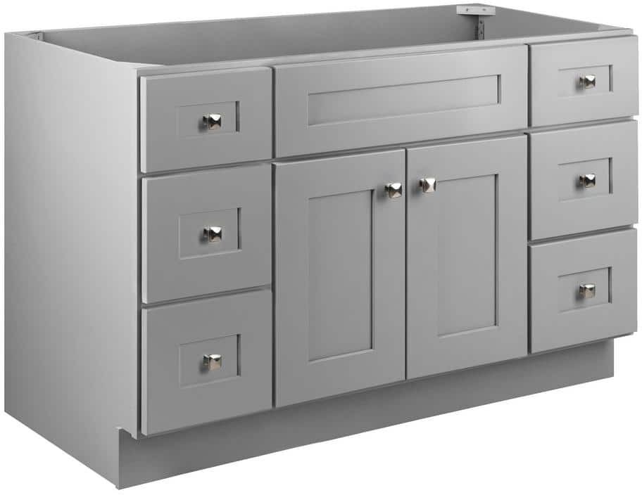 Design House Brookings RTA Plywood 48 in. W x 21 in. D x 31.5 in. H 2-Door 6-Drawer Shaker Bath Vanity Cabinet without Top in Gray