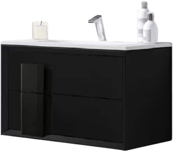 LUCENA BATH Decor Cristal 24 in. W x 18 in. D Bath Vanity in Black with Ceramic Vanity Top in White with White Basin and Snik