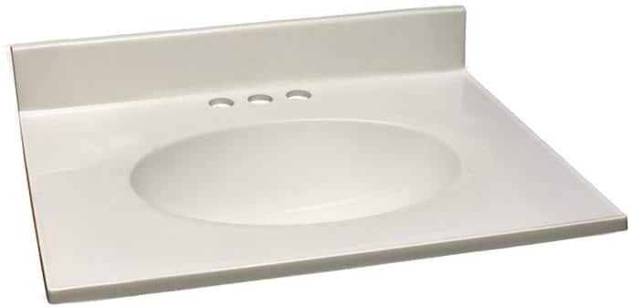 Design House 25 in. W x 19 in. D Cultured Marble Vanity Top in White on White with White on White Basin