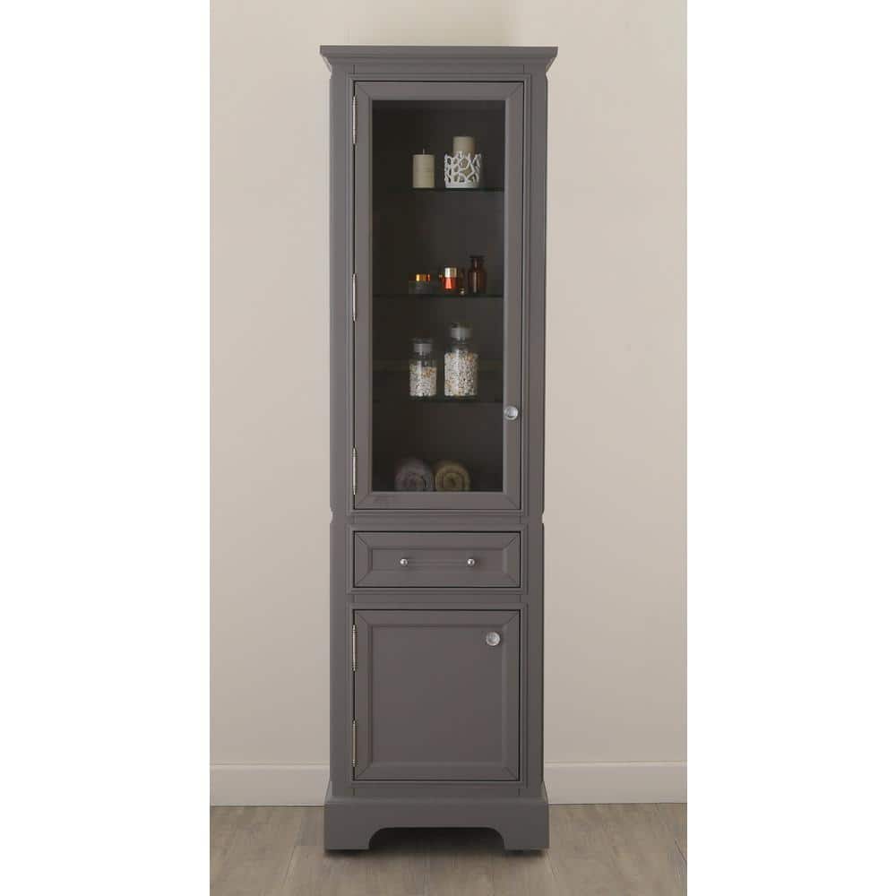 Water Creation Derby 21 in. W x 17 in. D x 72 in. H Free Standing Linen Cabinet in Gray
