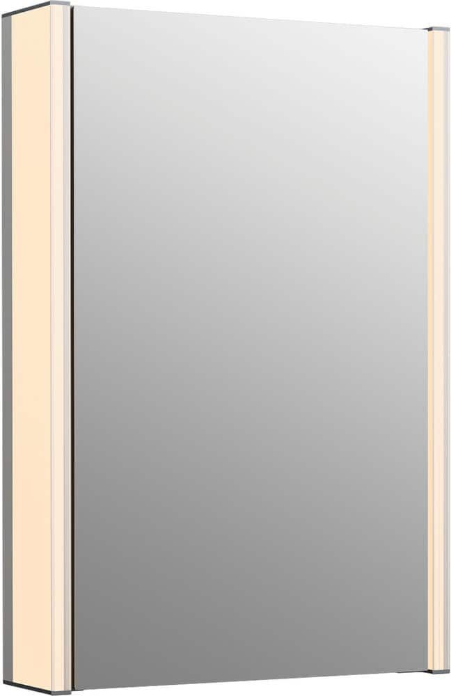 KOHLER Maxstow 17 in. W x 24 in. H Silver Surface Mount Medicine Cabinet with Lighted Mirror