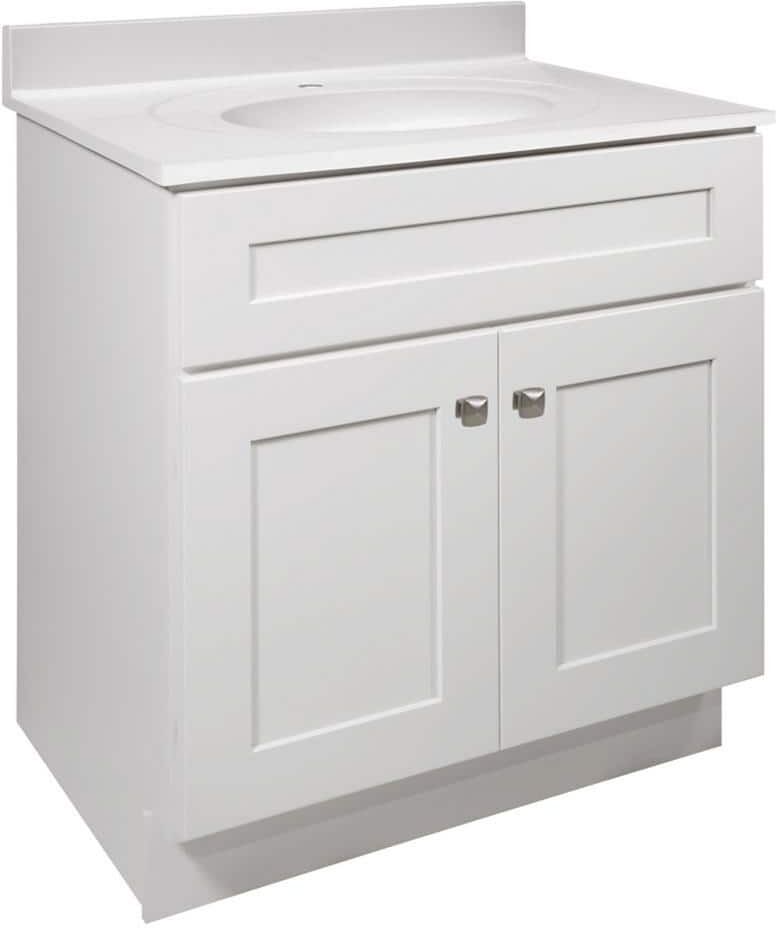 Design House Brookings 31 in. 2-Door Bathroom Vanity in White with Cultured Marble Solid White Top (Ready to Assemble)