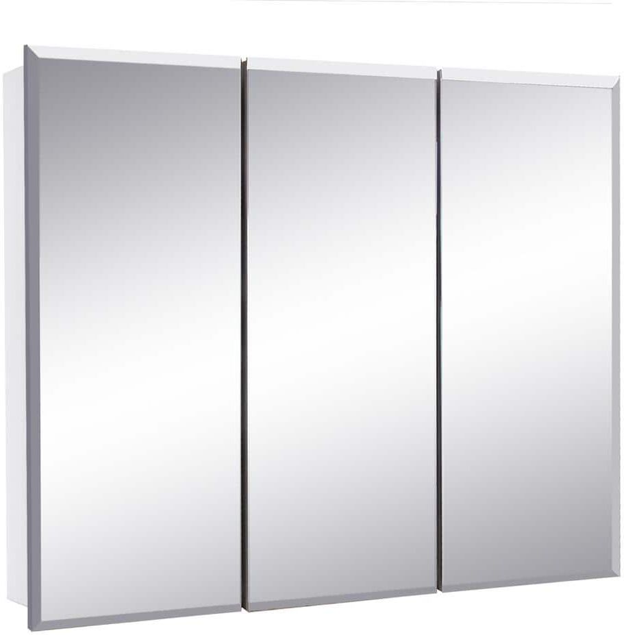 Design House Cyprus 36.3 in. x 30.1 in. Assembled Frameless Tri-View Recessed/Surface Mount Bathroom Medicine Cabinet with Mirrors