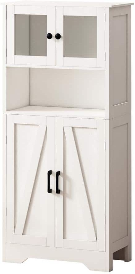 23.6 in. W x 11.8 in. D x 50.4 in. H White Linen Cabinet with LED Light for Living Room，Bathroom