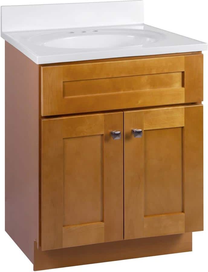 Design House Brookings Shaker RTA 25 in. W x 22 in. D x 36.31 in. H Bath Vanity in Birch with Solid White Cultured Marble Top