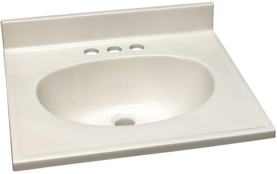 Design House 19 in. W x 17 in. D Cultured Marble Vanity Top in White on White with White on White Basin and 4 in. Faucet Spread