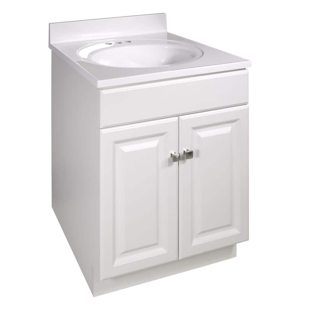 Design House Wyndham 25 in. 2-Door Bathroom Vanity in White with Cultured Marble Solid White Vanity Top (Ready to Assemble)