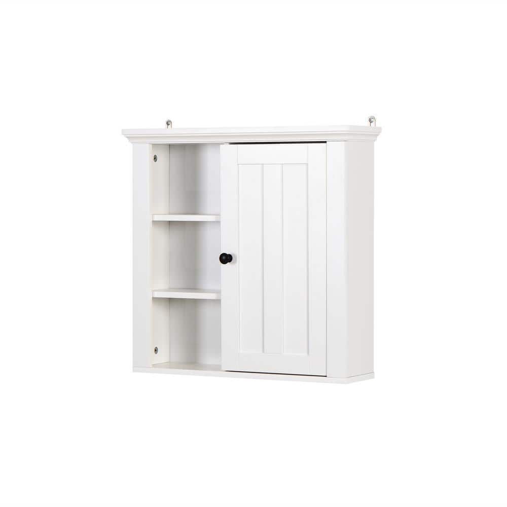 Miscool July 21 in. W x 20 in. H x 6 in. D Over the Toilet Bathroom Storage Wall Cabinet in White with a Door